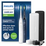 Philips Sonicare 5500 Electric Toothbrush, Sonic Toothbrush with 2 Modes, Pressure Alert, EasyStart, SmarTimer and BrushPacer, White and Navy, 2 Pack, Model HX7119/01