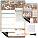 Hadley Designs Rustic Magnetic Weekly Meal Planner Dry Erase Board for Refrigerator - Weekly Dinner Menu Board for Kitchen Conversion Chart Magnet, Grocery List