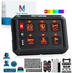 MICTUNING P1S RGB Switch Panel 3 Silicon Button,5-Level Brightness Auxiliary Switch Panel Momentary Strobe Circuit Control Box Switch Panel for Truck (RGB 6 Gang)