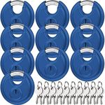 Shimeyao 10 Pcs Padlocks Alike Keyed Stainless Steel Pad Locks with Same Key Discus Lock 2-3/4 Inch Wide 3/8 Inch Diameter Shackle Disc Lock for Outdoor Use Storage Sheds Garages and Fence, Blue