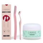 Carmesi Women's Face Hair Removal Combo | 1 Face Razor, 1 Eyebrow Razor, 1 Facial Shaving Balm | Instant & Painless Hair Removal | For Eyebrows, Upper Lip, Forehead, Peach Fuzz, Chin and Sideburns