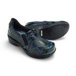 Hawkwell Pro Leather Nurse Clogs for Women - Lightweight Slip Resistant Arch Support Healthcare Professional Nursing Shoes Work Clog,Black Blue Patent Leather,6 M US