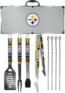 NFL Siskiyou Sports Fan Shop Pittsburgh Steelers Steel Tailgater BBQ Set w/Case 8 piece Gray