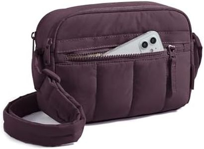 BAGSMART Cross Body Purse, Mini Crossbody Bags for Women Travel Purse, Puffy Shoulder Handbag Wallet with RFID Blocking Slots,Crimson Purple