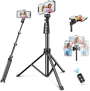 Torjim 62" Phone Tripod, Aluminum Extendable Phone Tripod Stand with Wireless Remote & Phone Holder, Compatible with iPhone/Android/Camera, Perfect for Video Recording/Selfies/Live Streaming/Vlogging