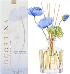 COCORRÍNA Fiore Diffusore Profumo Ambiente con 8 Bastoncini di fragranza 250ml- Cashmere Vaniglia, Naturale, di Lunga Durata, per la Camera da Letto, L'Ufficio, Il Bagno (Collezione Master)
