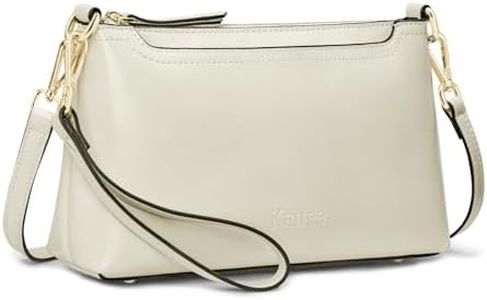 Kattee Leather Crossbody Bags for Women Trendy, Small Shoulder Purses and Handbags, Clutch Wristlet Wallet with 2 Straps, Beige