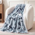 HYLEORY Weighted Electric Heated Queen Blanket, Plush Fluffy Faux Fur Blankets with 6 Heat Settings & 9H Auto Shut Off, Soft Cozy Warm Heating Blanket for Winter Sofa Bedroom Office,Gray,84"x90"
