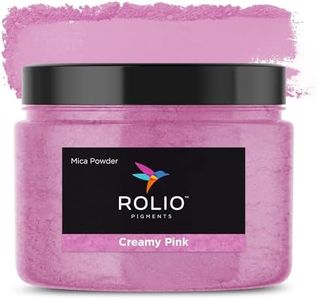 Rolio Premium Pink Mica Powder - Creamy Pink (100G / 3.5 oz) - 1 Jar of Pigment Powder for Epoxy Resin, Dye, Soap Making, Nail Polish, Paint, Candle Making, Bath Bombs, Slime