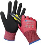 KAYGO Cut Resistant Gloves Micro Finishing Nitrile Coated,ANSI Cut Level A4,KG22NB,4D-Comfort Stretchy Fit Safety Work Gloves, Firm Grip,Machine Washabl,12 Pairs,Red,M