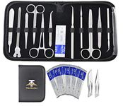 24Pcs Advanced Dissection Kit for Medical Biology & Veterinary Students- Anatomy Lab Botany Animal Frog etc Dissecting Tool Set. Premium Stainless Steel Scalpel Knife Handle-11 Blades-2 Sutures thread