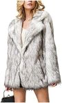 2022 Women's Coat,lapel Collar Mid Length Long Sleeve Overcoat,faux Fur Jacket for Winter