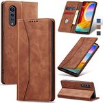 Jasonyu Flip Wallet Case for LG Velvet 5G/4G,Leather Magnetic Folio Cover with Card Holder,Kickstand - TPU Shockproof Durable Protective Phone Case,Brown