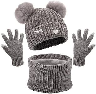 MAYLISACC Toddler Gloves Boy Hats and Gloves Set Kids 3 Pack Toddler Gloves Girl Winter Warm Beanie Hat Neck Warmer Kids Scarfs Girls Hat Scarf and Glove Set Snow Gloves for Toddler Kids Scarfs Boys