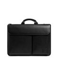 DailyObjects Leather Urban Tech Briefcase Bag, Laptop Messenger Bag Sturdy Handle, Detachable Shoulder Strap, Magnetic Closure & Trolley Sleeve, Compatible 14" Macbook & 14.5" Laptops - Unisex, Black