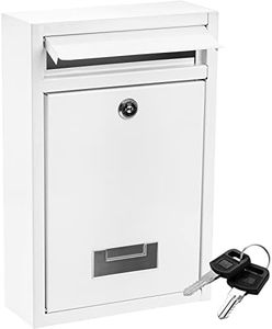 DEAYOU Mailbox with Key Lock, Steel Cover Metal Dropbox for Envelope, Letter, Home, Office Business, White