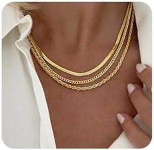 JECOMY 14K Gold Plated Layering Necklaces For Women Gold Necklace Set, Cuban Link, Snake Chain, Paperclip Layered Chains, Twisted Rope and Twisted Chain, Trendy Layering Necklace