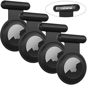 MLQYC Airtag Holder for Kids, 4 Pack Silicone AirTag Case with Invisible Pin, Hidden Apple Air tag GPS Tracker Protective Cover for Clothing Backpack Luggage(Black)