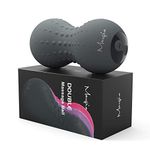 Maxgia Heating Vibrating Peanut Massage Ball - 5 Intensity Levels & 1 Heat Mode - Foam Roller Dual Lacrosse Ball - Deep Tissue Trigger Point Therapy - Handheld, Mobility, Rechargeable (Gray)