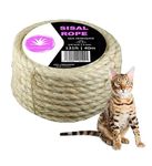 QUE HENEQUEN 131Ft Sisal Rope 6mm | Perfect for Cat Scratcher Post Replacement Rope, Cat Trees, Cat Tower, Crafts, Home Decor, Garden Twine and DIY Projects