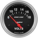 Autometer Sport-Comp Voltmeter Gauge, 2 5/8 Inch, Multicolour (3592)