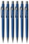 Pentel 0.7mm (P207) Blue P200 Series Automatic Mechanical Draughting Pencil Refillable Lead Eraser P207-C (Pack Of 6)