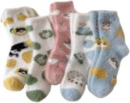 Medlas Woolen Fuzzy Furr Printed Socks For Women With Thumb and Girls| Warm Woolen socks Winter Wear Fleece Socks For Women And Girls Multicolor (Pack of 4)