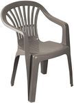 Low Back Plastic Garden Chair - TAUPE Colour - Stackable Patio Outdoor Picnic Furniture - Set of 4 Chairs