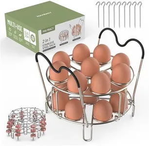 Maxracy Stackable Egg Steamer Rack Trivet 9 holes with Heat Resistant Handles for Instant Pot Accessories Stainless Steel Egg Assit fits 6qt 8qt Pressure Cooker(9 Holes Handle Set)