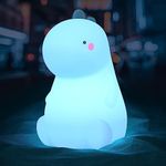 VSATEN Dinosaur Night Light for Kids, Cute Color Changing Silicone Baby Night Light with Touch Sensor, Portable Rechargeable LED Bedside Nursery Lamp for Toddler's Room, Gifts for Boys Girls, Green