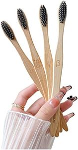 Athelas Adult Premium Set Of 4 Charcoal Activated Bamboo Manual Toothbrushes|Eco Friendly 100% Natural Toothbrushes With Medium Soft Charcoal Bristles (Charco)