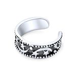 Celestial Moon And Stars Ear Cuffs Cartilage Band Wrap Helix 1 Piece Earring For Teen Women Black Oxidized .925 Sterling Silver