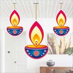 Party Baazaar Diwali Dangler Decoration | Happy Diwali Decoration Items | Happy Diwali Hangings | Paper Hanging Deepak for Diwali Decoration | Diwali Decoration Items for Home (Pack of 10 Pcs)