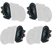 PYLE 6.5” 4 Bluetooth Flush Mount In-wall In-ceiling 2-Way Speaker System Quick Connections Changeable Round/Square Grill Polypropylene Cone & Tweeter Stereo Sound 4 Ch Amplifier 200 Watt