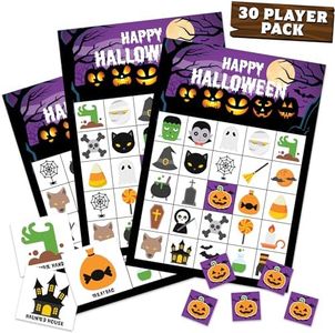 Halloween Bingo Game Set - 30 Player Cards Pack - Halloween Party Games for Kids, Adults & Family Activity - Halloween Crafts for Classroom School Supplies Board Games