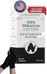 Gaxcoo Cottonnerie Cotton Gloves for Dry Hands Sleeping, Moisturizing Gloves Overnight, Hand Moisturizer Gloves, Moisture Gloves for Dry Hands Overnight, Sleeping Eczema Gloves, Medium 7 Pair, Black