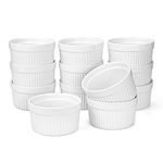 Foraineam Set of 12 Pcs 6 oz Porcelain Souffle Dishes, White Ramekins Bakeware Set Dessert Custard Baking Cups for Baking, Cooking, Serving and More