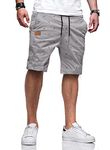 JMIERR Mens Shorts Cotton Drawstring Workout Shorts Summer Stretch Coconut Tree Hawaiian Shorts Men Twill Chino Beach Shorts for Men with Elastic Waist and Pockets CA 38(XL) H Coconut Tree Grey