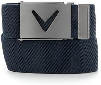 Callaway Men's V-Logo Web Golf Belt, Durable Textured Stretch Material, Metal Tip & Adjustable Buckle, Solid Color