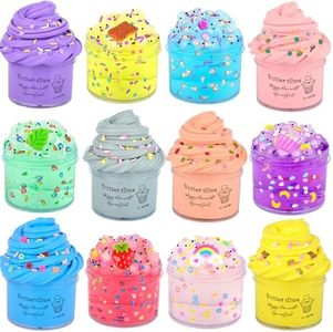 Slime Kit 12 Pack, with 6 Butter Slime and 6 Crystal Slime for Party Favors, Scents Slime Putty Soft and Non-Sticky, Birthday Gift Carnival Prizes, Stress Relief Toy for Kids Education
