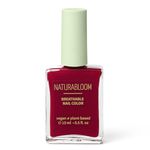 NATURABLOOM Breathable Nail Polish - Ruby Red, 21 Free, Non-Toxic Water Permeable Dark Red Nail Varnish, Quick Dry, No Chip, Natural, Vegan, Long Lasting Red Nail Polish, Strengthening Nail Varnish