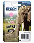 Epson 24XL Light Magenta Elephant High Yield Genuine, Claria Photo HD Ink Cartridge, XL High Capacity