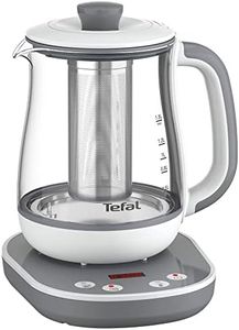 Tefal Tastea machine à thé, 8 réglages de température, Capacité de 1,5 L, Panier à thé amovible en acier inoxydable, Maintien au chaud, Corps en verre résistant, Base autonome 360° BJ551B10