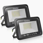 EXTRASTAR 30W LED Floodlight Outdoor, 2400LM Super Bright LED Security Lights, IP65 Waterproof Flood Light Wall Lights for Garden, Garage, Warehouse, Backyard and More - 6500K Daylight, 2 Pack