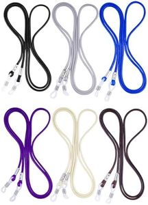BILIONE 6 Pcs Eyeglasses Strap for Men & Women, Premium Woven Wax Eye Glasses Holders Around Neck, Dark Colors Sunglasses Chain