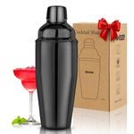 Cocktail Shaker 25oz Martini Shaker Bar Shaker Drink Shaker Bar Tools with Built-in Strainer for Bartender, Professional 18/8 Stainless Steel Margarita Mixer for Mixed Drinks (Black)