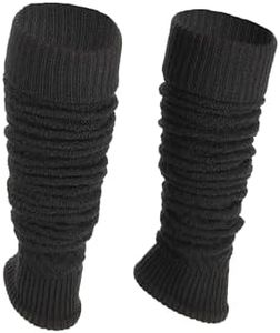 Ateena Jambières en Laine pour Dames, d'Hiver en Tricot Doux au Crochet à Motif à Chevron, Femmes Guêtres pour la Danse, Ballet, Poignets de Bottes Chunky, S/M size, Noir