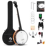 Vangoa Banjo 5 String, Full Size Banjo Beginner Kit, Remo Head Mahogany Resonator Banjo Closed Back with Padded Bag for Adults Teens Starters