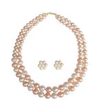 DENICRAAS White Gold assorted style Pearls beaded Moti Mala Necklace Jewellery Set For Women &Girls Mala Set Women's Fashion Accessories