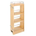 Rev-A-Shelf 6" Pull Out Shelf Organizer for Kitchen and Bathroom Cabinets, Wooden Slide Out Spice or Medicine Rack w/Soft-Close, 448-BBSCWC-6C